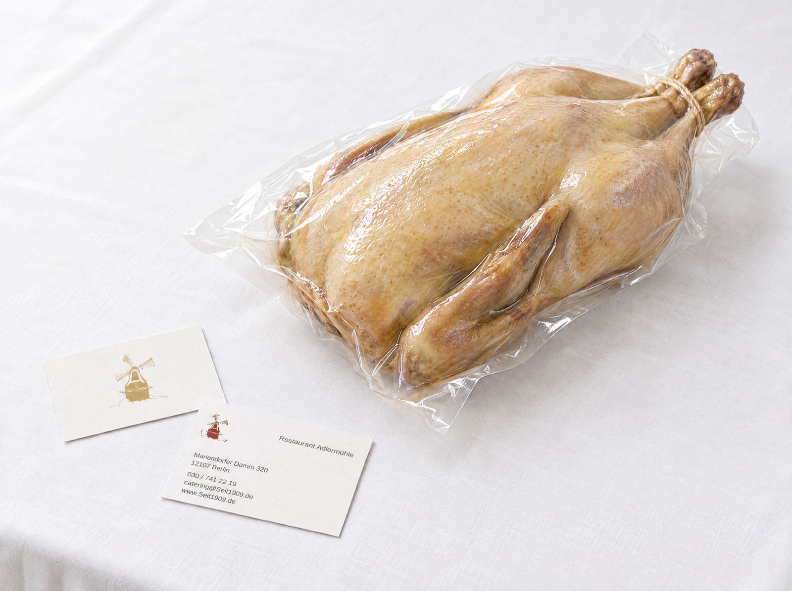Gans 5,2 kg, vakuumiert – gefüllt mit Äpfeln und Orangen